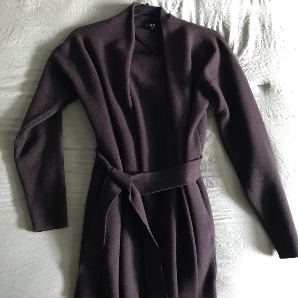 Uniqlo Tie Waist Black Sweater Jacket